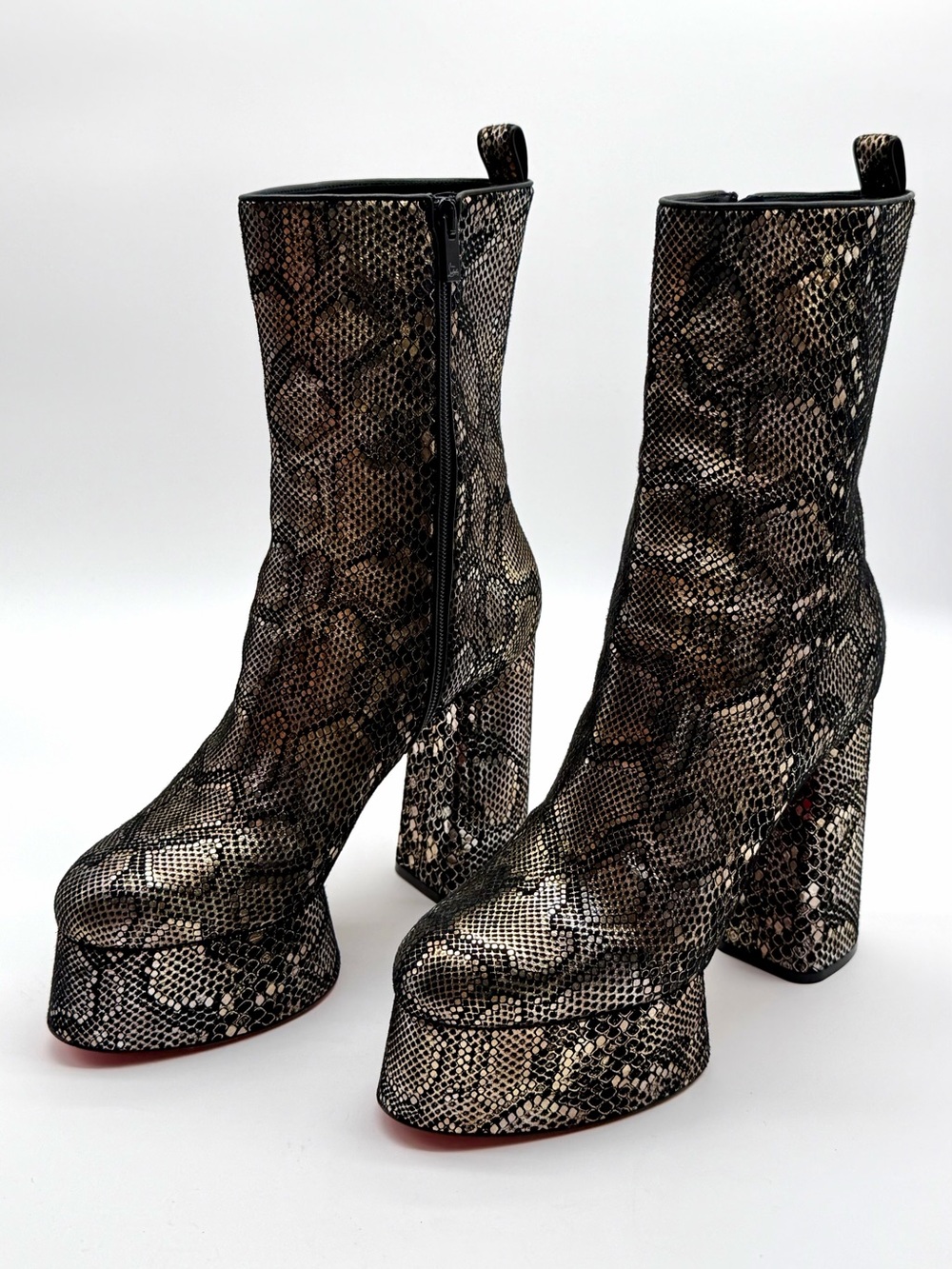 Christian Louboutin Izamayeah Suede Snake Print Platform Heels Boots EU 41 US 11